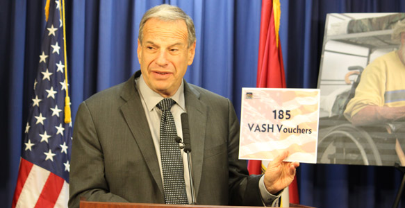 <span>Helping Homeless Veterans Find Housing</span><br> Mayor Bob Filner announces that the federal government awarded 185 additional housing vouchers to SDHC to help homeless veterans in the City of San Diego. Voucher recipients also receive clinical health services from the U.S. Department of Veterans Affairs. Watch Video 05.23.13.  